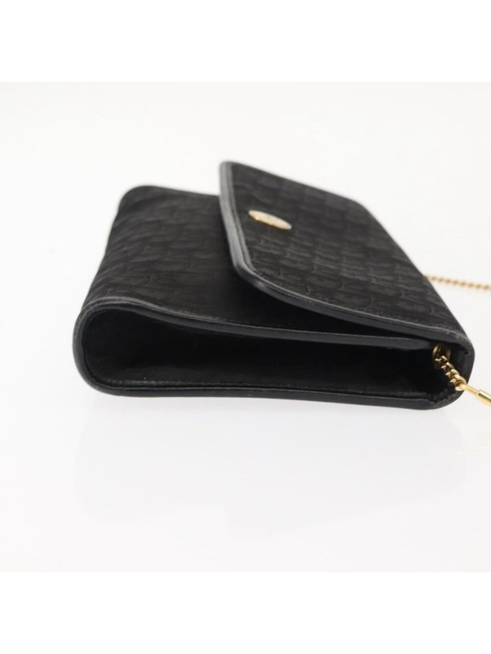 EX00335 Authentic Christian Dior Trotter Canvas Chain Shoulder Bag Black Gold - Picture 10 of 16